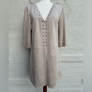 Vince Camuto Dress w/ Silver Embellishments and Raw Edge Cut. Size- M.